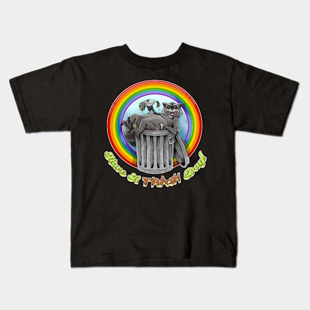 Trash Day Kids T-Shirt by davemyersillustration